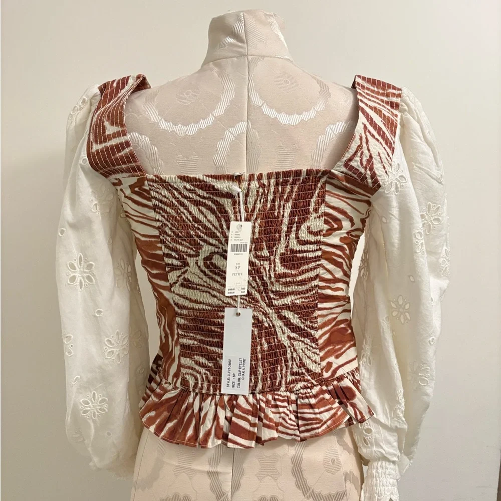NWT Anthropologie Puff Sleeve Square Neck Eyelit Blouse